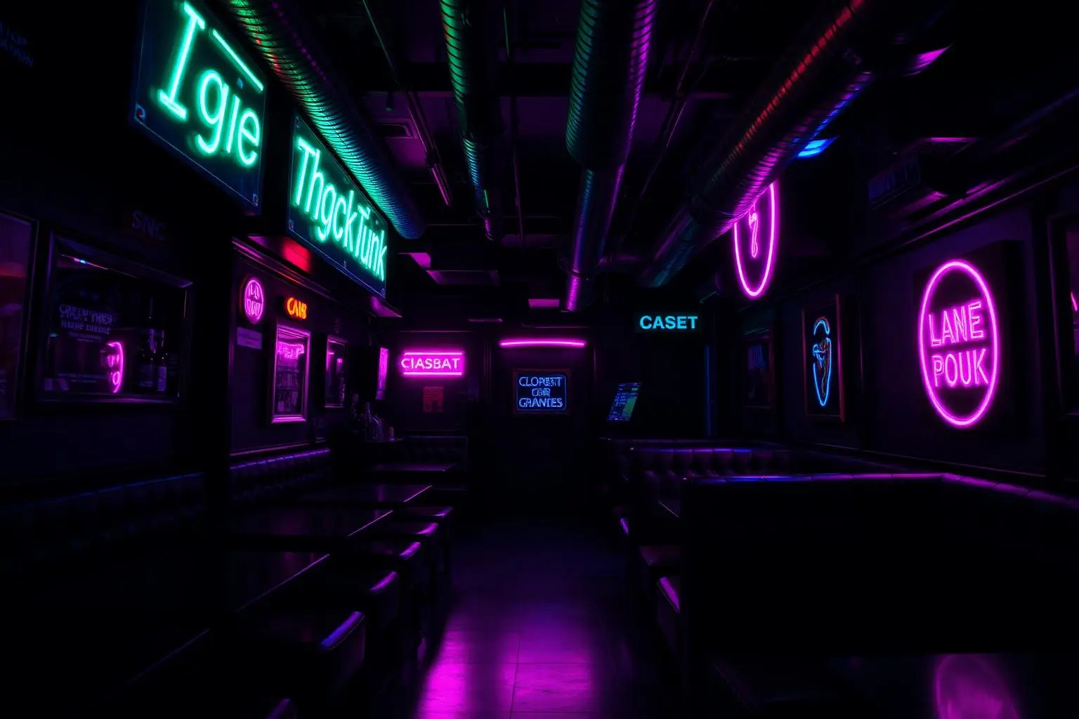 Neon-lit interior